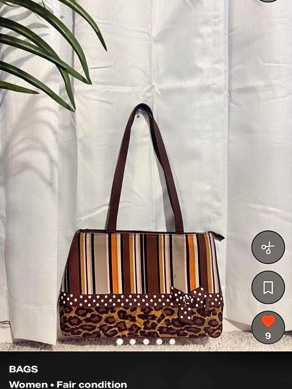 Striped Shoulder Bag in Brown & Multicolor